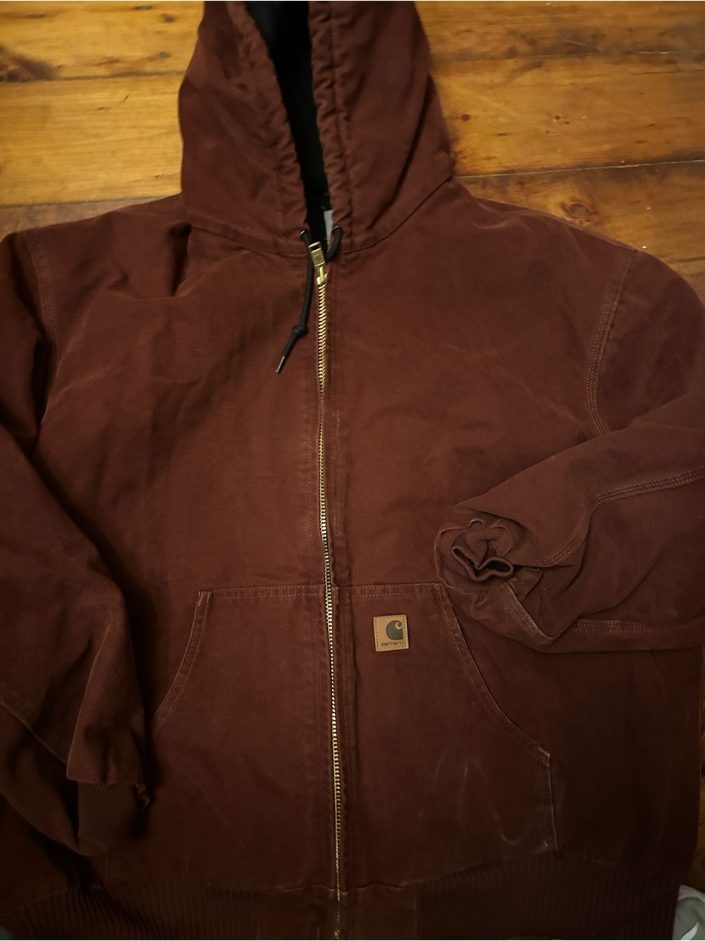 Carhartt Burgundy Hooded Zip-Up Work Jacket chore coat 3xl